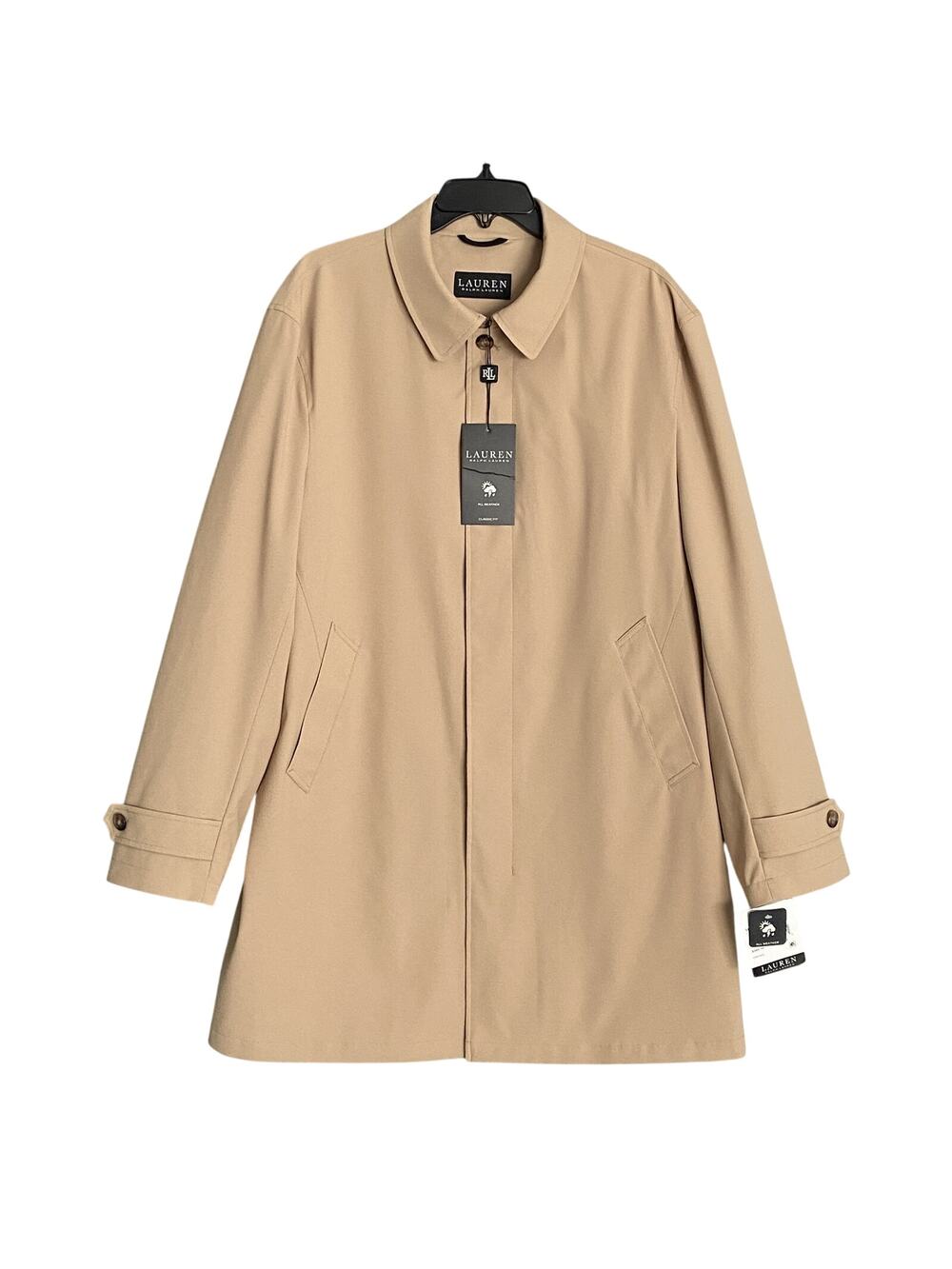 Lauren Ralph Lauren Coat Men's 46 Long All-Weather Coat Stanza Solid Khaki NEW